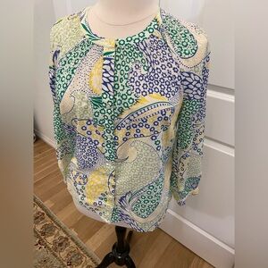 Bright and  Cheerful Abstract Design on this Popover Blouse from Talbots